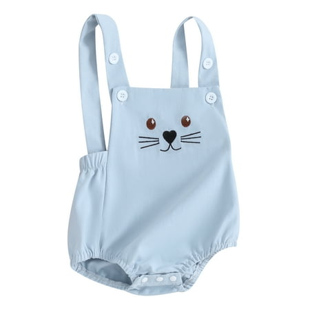 

Arvbitana 3M 6M 12M 18M Baby Girls Cute Overalls Bunny Print Straps Romper Casual Sleeveless Jumpsuit Newborn Infant Casual Easter Clothes Bodysuit for Daily