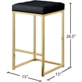 thumbnail image 6 of Meridian Furniture Nicola 26.5"H Vegan Leather Counter Stool in Black (Set of 2), 6 of 6