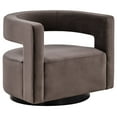 thumbnail image 4 of SAFAVIEH Couture Edgar Modern Velvet Solid Swivel Armchair, Dark Brown, 4 of 6
