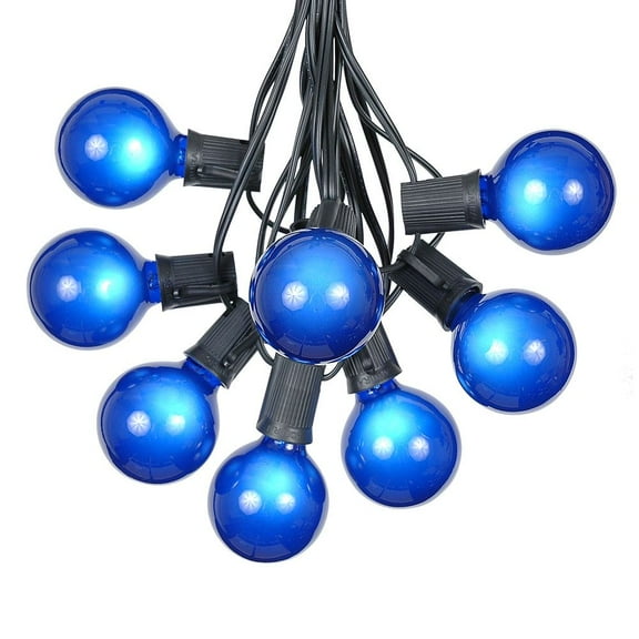 Novelty Lights 25 Feet Blue G50 Globe Outdoor Patio String Lights, Black Wire