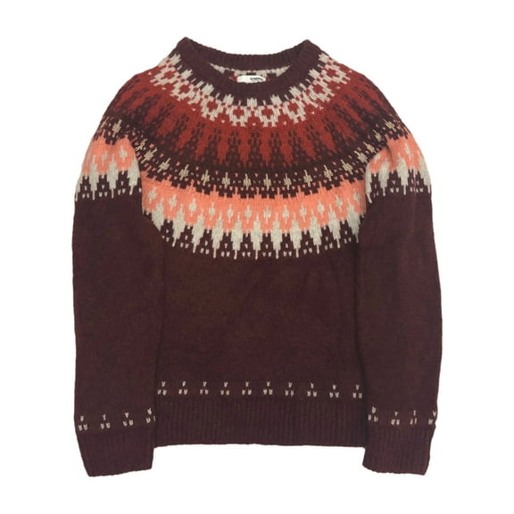 Womens Soft Burgundy & Peach Pull-Over Christmas Holiday Sweater Large