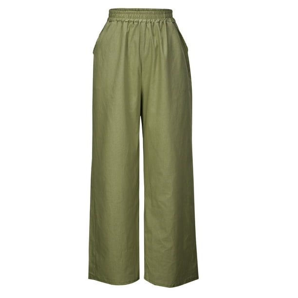 Summer Pants For Women 2023 Womens Trends Summer Solid Casual Pocket  Elastic Waist Long Pants Green L 