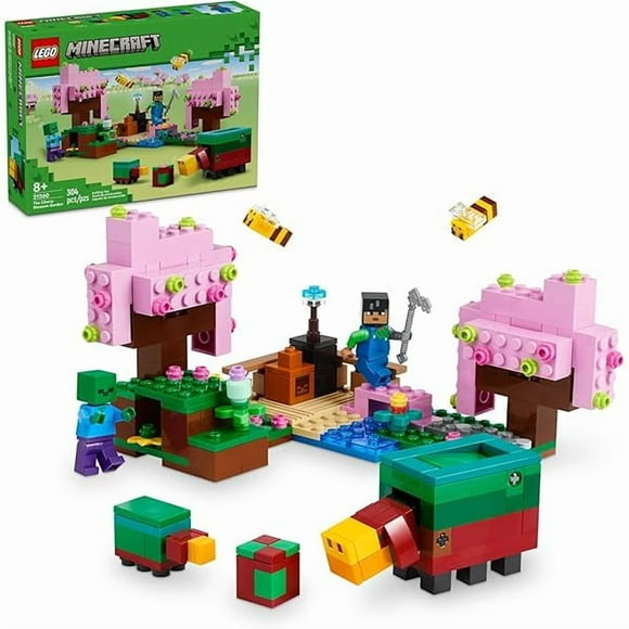 Minecraft The Cherry Blossom Garden, Video Game Toy for Kids, Building Set with 2 Minecraft Minifigures, Bees and a Sniffer Figure, Hands-on Minecraft Toy for Boys and Girls Ages 8 and Up, 21260