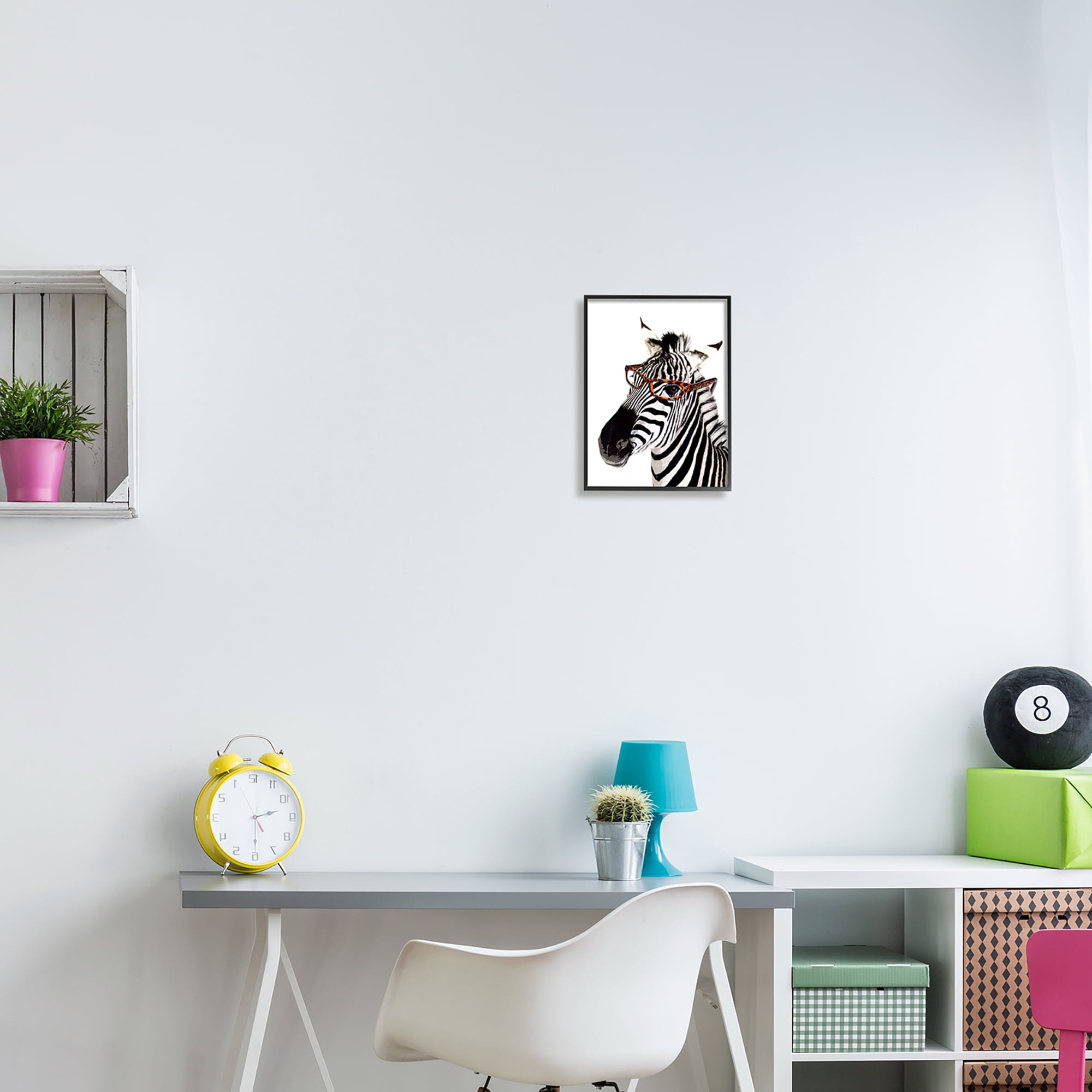 Stupell Industries Zebra Wearing Glasses Animals & Insects Painting Black Framed Art Print Wall Art, 11 x 14