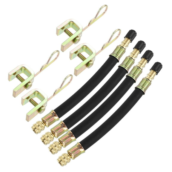 Unique Bargains 8pcs Tire Valve Extension Stem Adaptor 4 Dual Valve Stem Extender Pipes 5.9Inch 4 Clips for Car