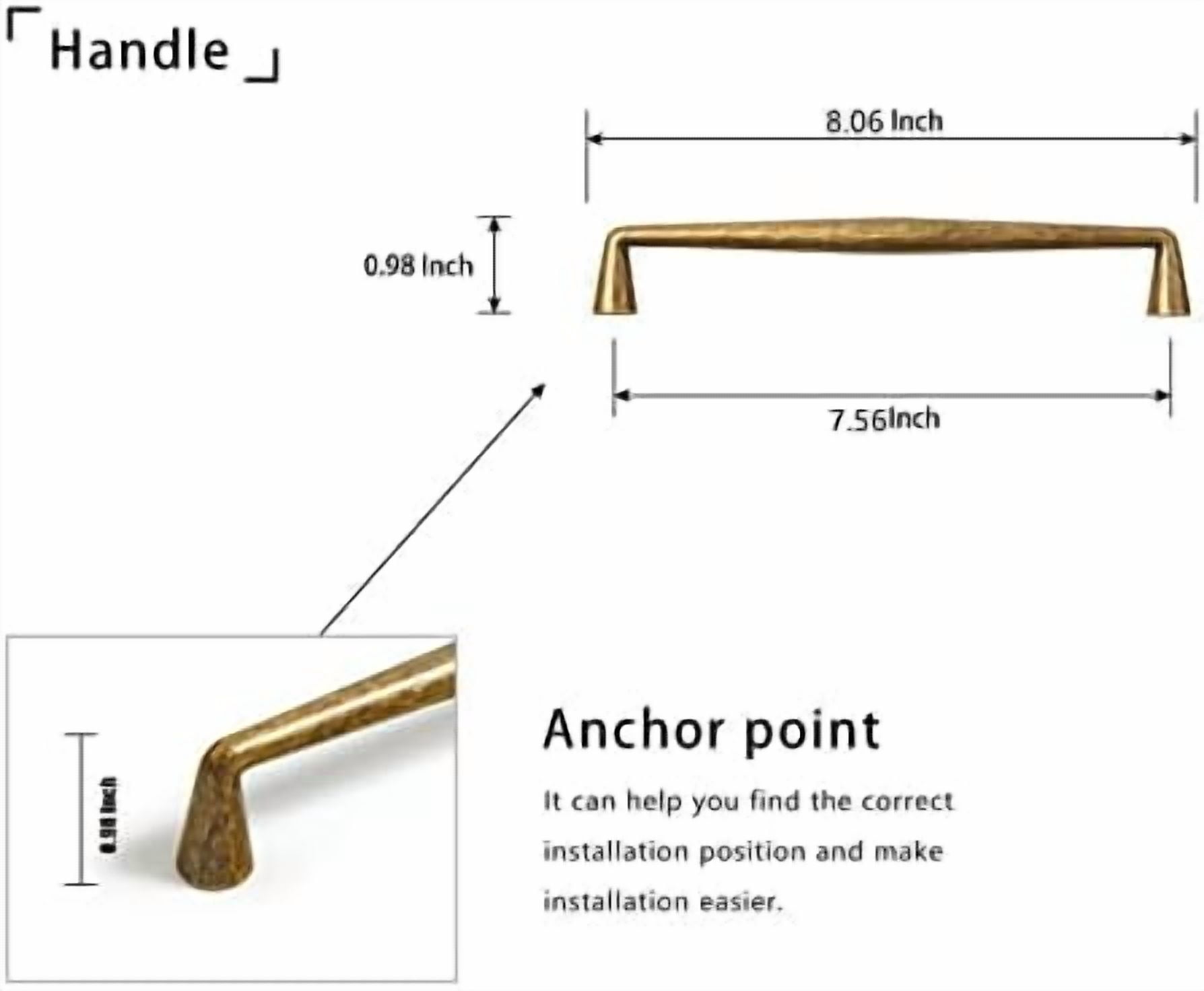 Vintage Retro Antique Brass Zinc Alloy Cabinet Handles - 7.56''(192mm) Hole Center Affordable Luxury Cabinet Pull Hardware for Bedroom, Kitchen, 6 Pack……