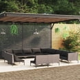 thumbnail image 1 of vidaXL 13 Piece Garden Lounge Set with Cushions Poly Rattan Dark Grey, 1 of 4