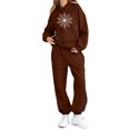 thumbnail image 2 of Eltusu Girls Winter Outfit Sets, Warm Graphic Long Sleeve Elastic Waist Hoodies and Sweatpants Sets Coffee Size 2-3T, 2 of 4