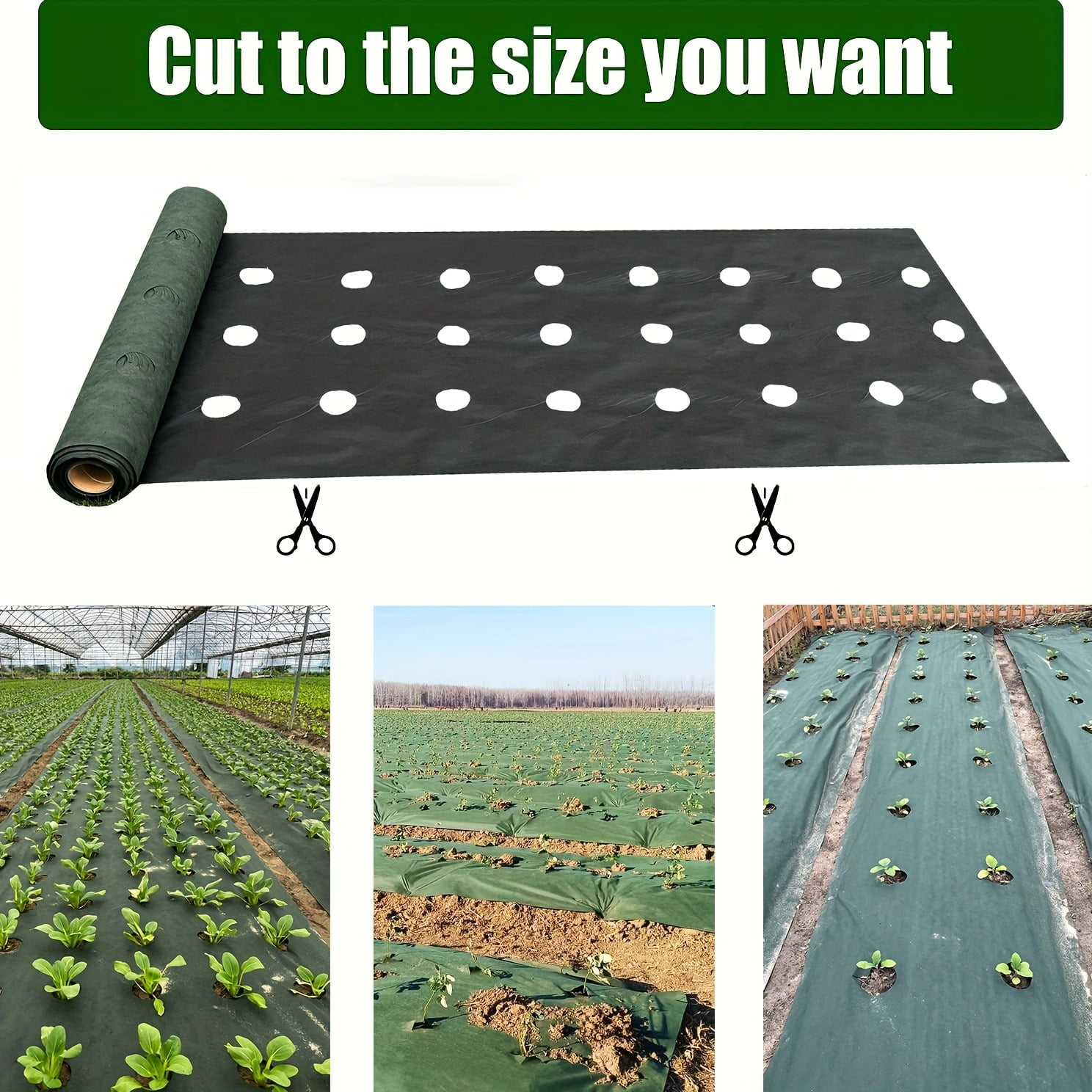 VividGarden Perforated Weed Barrier Fabric, Double-Layer Thickened, Breathable, Green, 1 pack, 32.8 ft x 3.28 ft