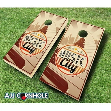 AJJCornhole 109-MusicCity Music City Rosewood Stained Theme Cornhole Set - 8 x 24 x 48 in.