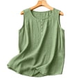 thumbnail image 2 of Women's Cotton Linen Sleeveless Crewneck Tank Top Loose Fit Casual Summer Blouse, 2 of 8