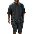 thumbnail image 2 of Vedolay Casual Short Sets For Men Mens Personality Sport Set Summer 2 Piece Outfit Short Sleeve T Shirt and Shorts,Dark Gray XXL, 2 of 3