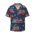 thumbnail image 2 of Lsque Fire Truck 1 print Men's Cuban Collar Short Sleeve Shirt Summer Beachwear Casual Button Down Fashionable Vacation Leisure Shirt-4X-Large, 2 of 7