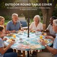 thumbnail image 3 of Round Outdoor Tablecloth with Umbrella Hole and Zipper, Nautical Coastal Tablecloth with Elastic Waterproof, Summer Beach Shell Coral Seaweed Blue Plaid Patio Table Covers for 45" - 54" Pool Tables, 3 of 9