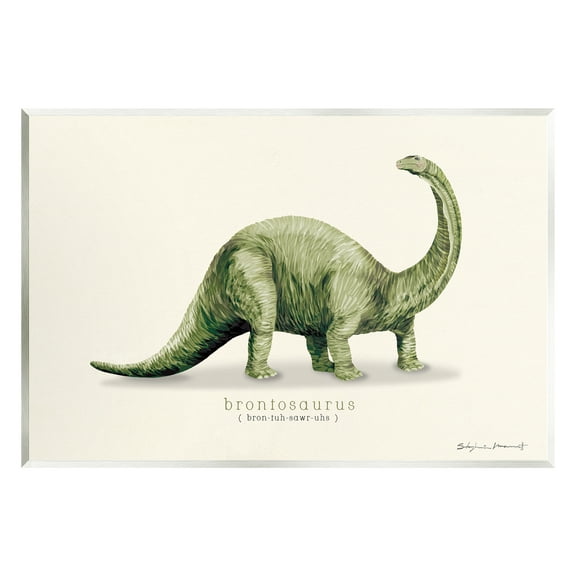 Stupell Green Brontosaurus Dinosaur Pronunciation Animals & Insects Painting Wall Plaque Unframed Art Print Wall Art