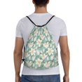 thumbnail image 2 of Kdxio Lilies Flowers Print Drawstring Backpack Bag,Waterproof Draw String Back Sack, Gym Drawstring Bags Swim Bag For Unisex, 2 of 9