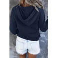 thumbnail image 3 of Womens Hoodies Sweater Button Collar Drawstring Hooded Pullover Sweatshirt Knit V Neck Casual Long Sleeve Fall Tops Shirts with Pockets, 3 of 3