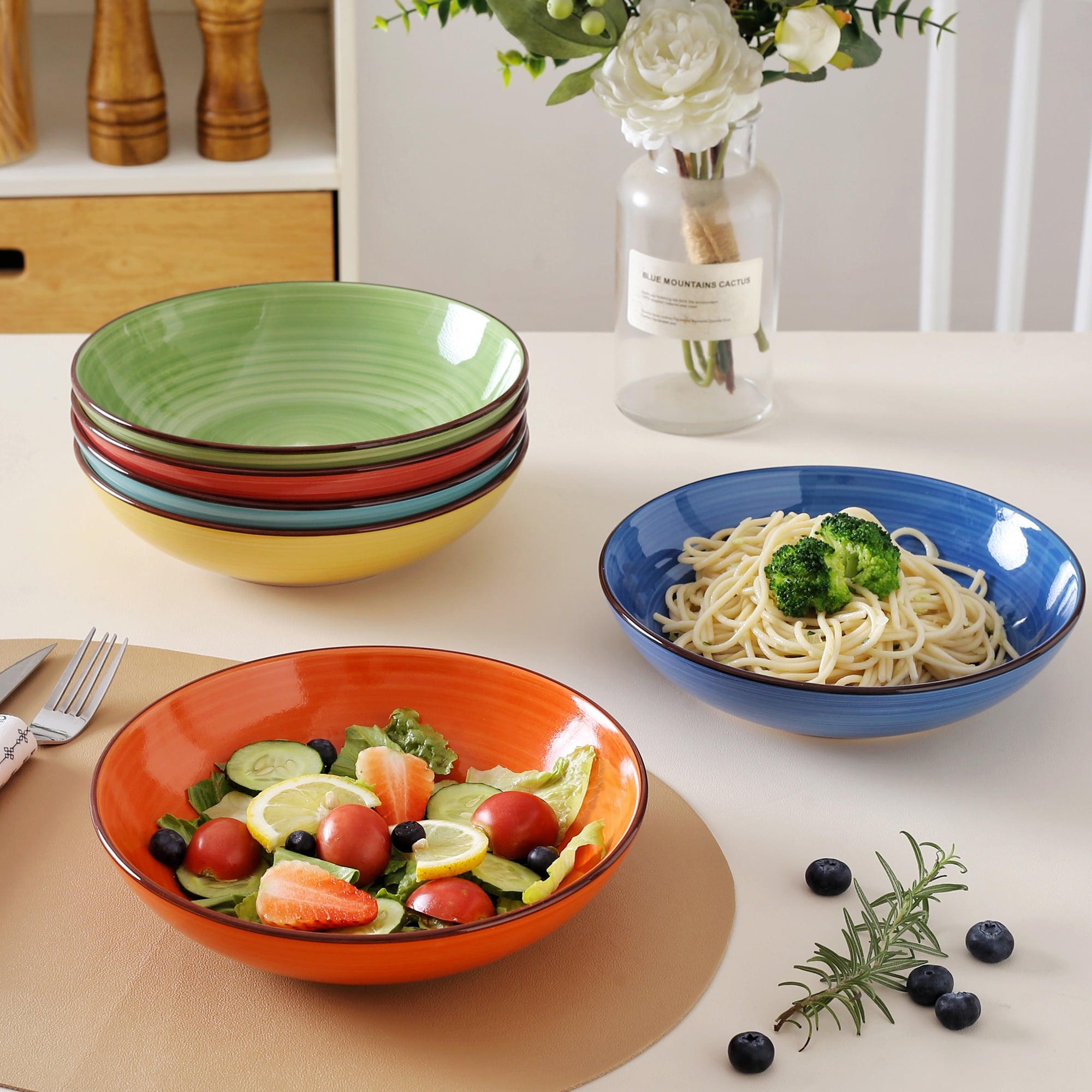 Dorothy 18 Piece Stoneware Dinnerware Set, Rainbow Series, Service for 6