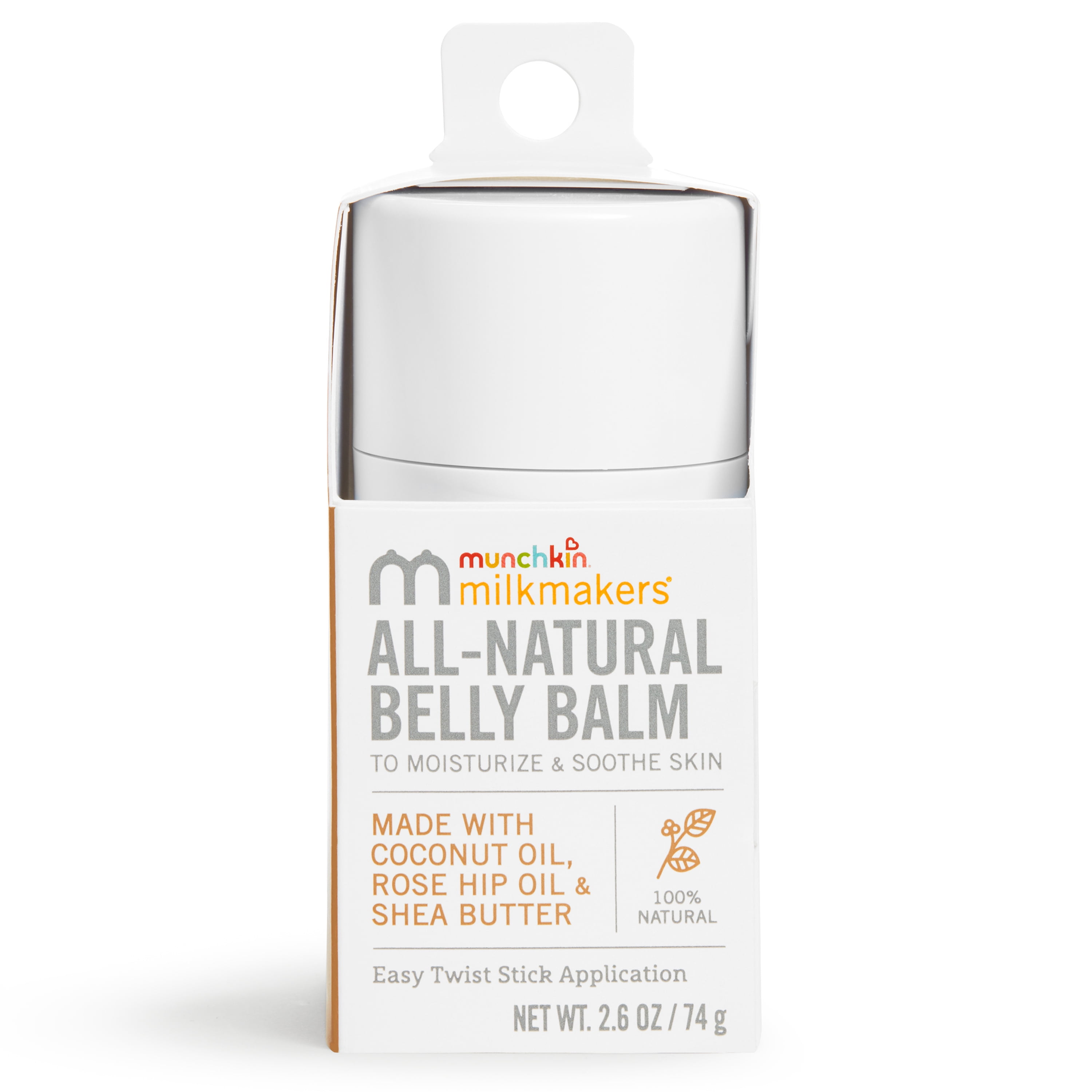 Munchkin Milkmakers All-Natural Moisturizing Belly Balm for Pregnancy Skincare with Mess-Free Applicator