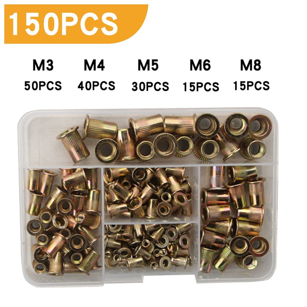 150PCS Carbon Steel Rivets and Nuts KitF Easy Install for All Projects