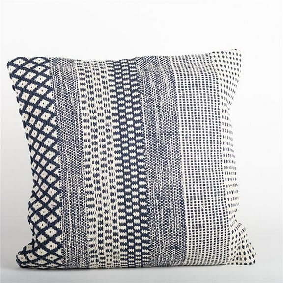 Navy Blue & White Patterned Cushion Cover