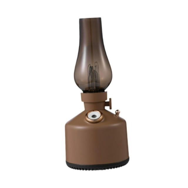 Humidificador con forma de lámpara de aceite vintage, luz nocturna retro creativa con niebla rústica clásica para sala de estar, hogar y oficina. Café