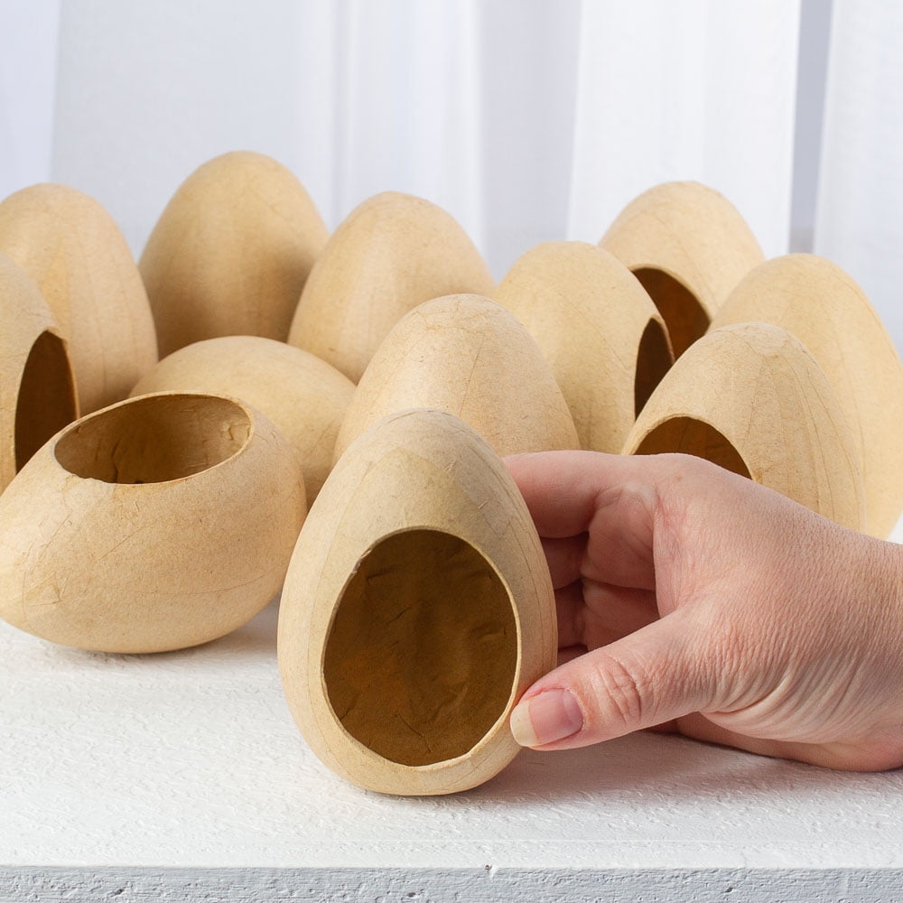 12pc Kraft Paper Mache Eggs with Opening - for Easter - Factory Direct Craft