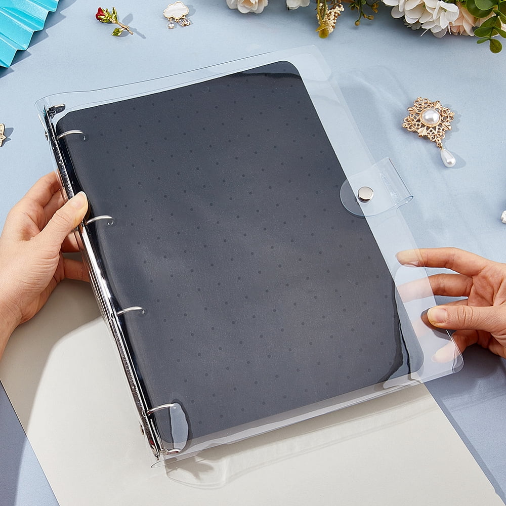 6 Pages Felt Brooches Collection Binder Book with Rectangle PVC Binder Cover and Iron Binder Rings Black 31.7x25.8x3.1cm