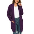 thumbnail image 4 of Aiyino Women Solid Sweater Open Front Long Sleeve Knit Cardigan Casual Sweaters with Pockets,Purple L, 4 of 6