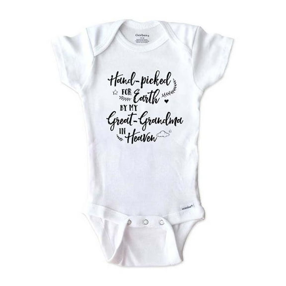 Memorial baby onesie - Hand-picked for Earth by my Great-Grandma in Heaven - surprise baby birth pregnancy announcement - White 3-6 Months