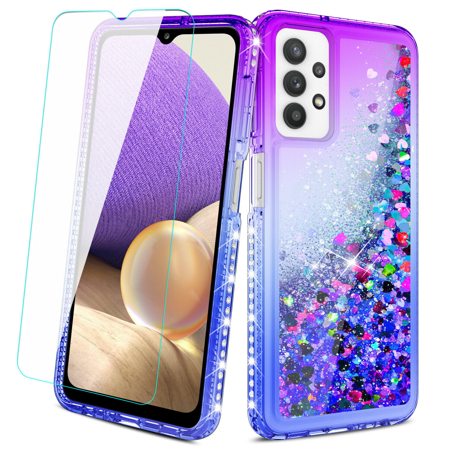 STENES Bling Wallet Case Compatible with LG Stylo 4 2 Pack 3D Handmade Pearl Butterfly Flowers Design Leather Case with Wrist Strap & Screen Protector - Purple