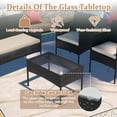thumbnail image 3 of Junkai 4 Piece PE Rattan with Soft Cushions Outdoor Conversation Sets with Loveseat and Table, Gray/Gray, 3 of 7