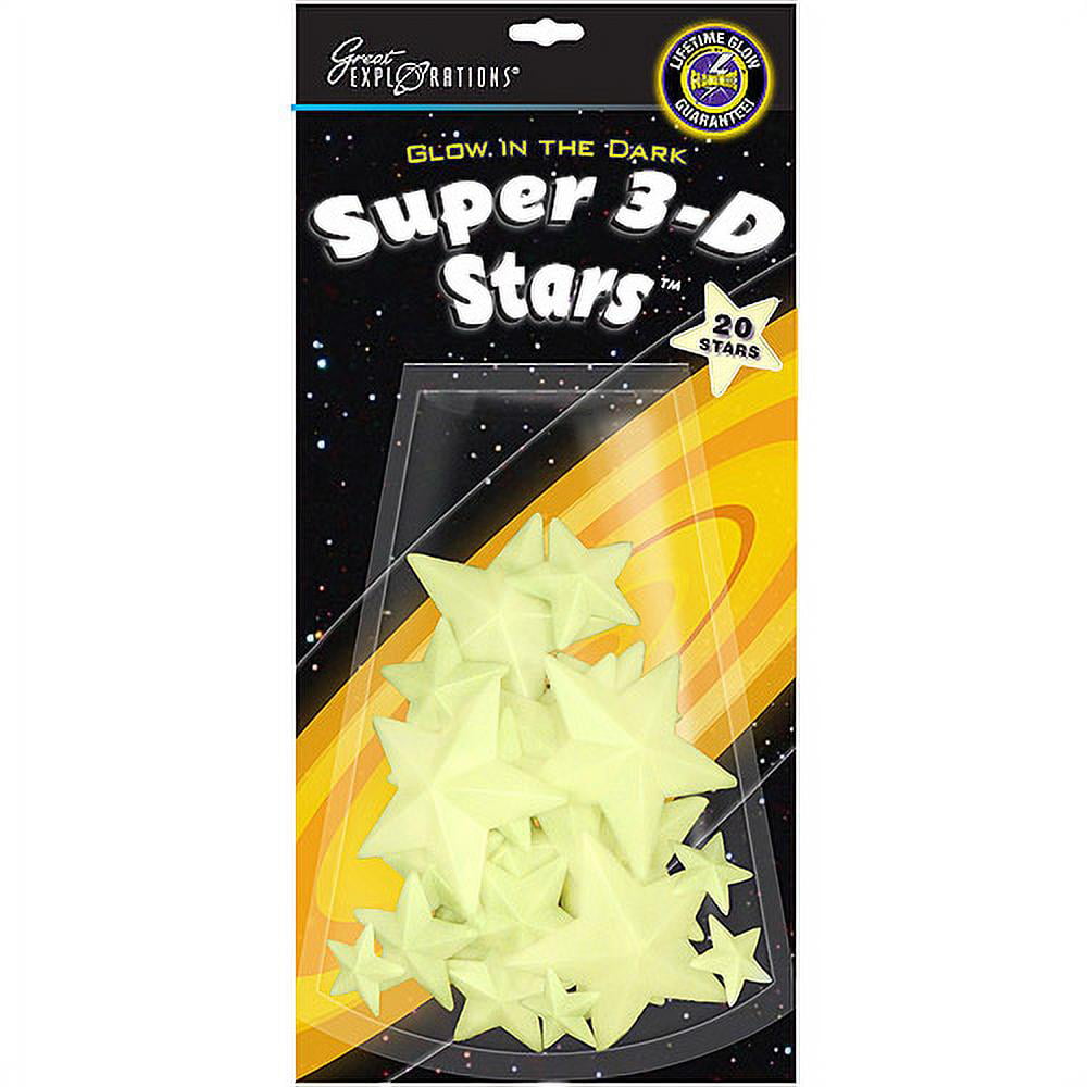 40 PLASTIC GLOW IN THE DARK COLOURFUL TWINKLE WONDER STARS NEW & SEALED! 