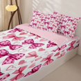 thumbnail image 3 of Manfei Watercolor Polka Bow Zipper Queen Comforter Set with Fitted Sheet and 2 Pillowcases,Heart Dot Zipper Bedding Set,Pink Reversible,4-Piece, 3 of 7