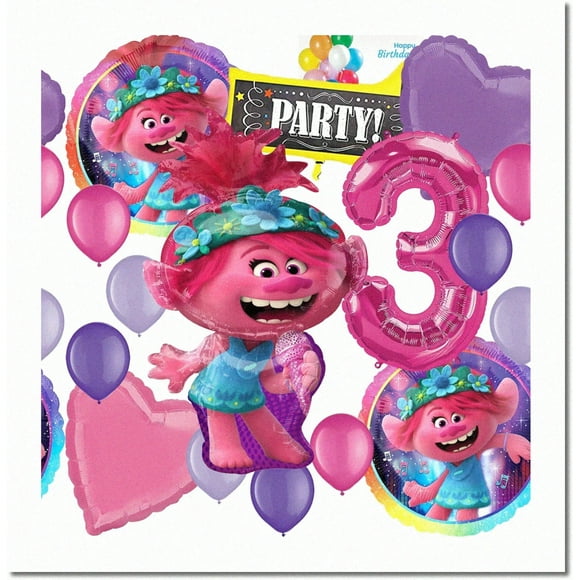 Trolltastic 3ème Anniversaire Ballons - Vibrant Multicolore Partie Accessoire par amscan F pour Trolls Partie Collection
