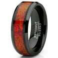 thumbnail image 2 of Metal Masters Mens Red Fire Crushed Opal Tungnsten Wedding Band Ring Black 8mm Comfort-Fit, 2 of 6