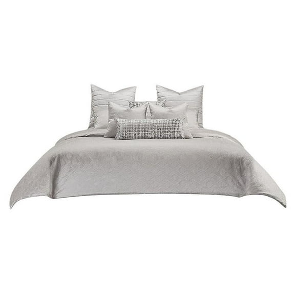 Michael Amini Casey 10-piece Fabric King Comforter Set in Silver/Platinum