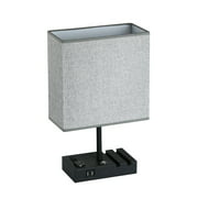 Cedar Hill 17" Grey Table Lamp with USB Port and Charging Dock