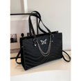 thumbnail image 2 of Bolso grande de cuero Pu con estampado a rayas para mujer, bolsa de mano Vintage con asa, gran capacidad, versátil, color negro Fivean unisex, 2 of 2