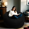 thumbnail image 2 of Bean Bag Chairs for Adults, 4FT Bean Bag Chairs with Plush Microfiber Removable Cover, Giant Bean Bag Chairs with Memory Foam Big Sofa Bean Bag Chairs for Reading, Gaming Cozy Chair, Black, 2 of 6