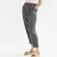 thumbnail image 3 of Lilgiuy Woman Solid Color Cotton And Linen Loose Casual Wide Leg Nine-Quarter Pants for Office Work Business, 3 of 4