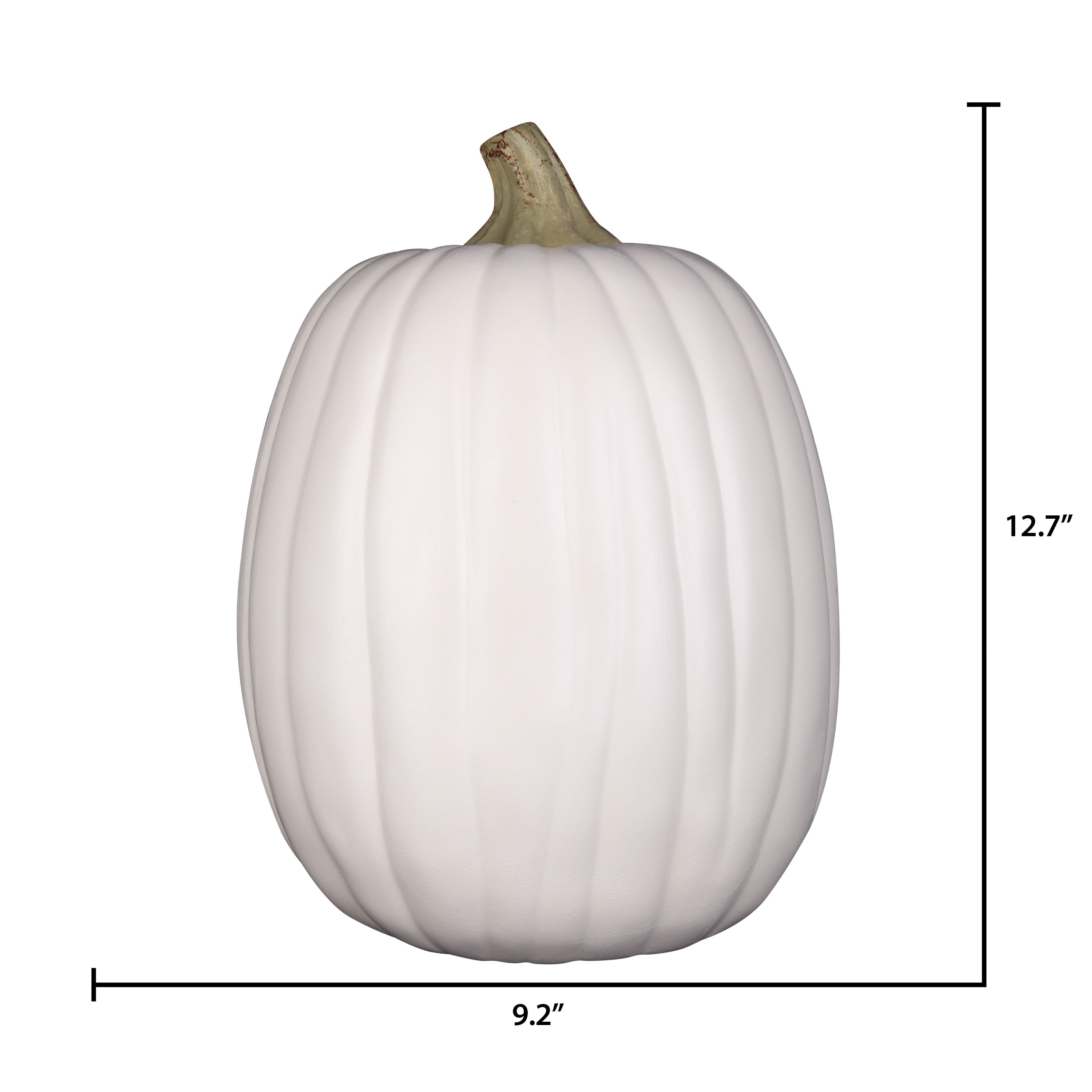 13-Inch-Tall Molded Cream White Craft Pumpkin with Natural Gold Stem for Outdoor Fall Decor