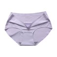 thumbnail image 1 of harmtty Stretch Women Briefs Exquisite Workmanship Ice-silk Mid-rise Women Underwear Underpants for Sleeping,Purple XL, 1 of 8