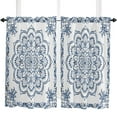 thumbnail image 5 of Mandala Pattern Retro Blue Small Curtain Rod Pocket Short Curtains Half Drapes Partition Cabinet Door Window Curtains Home Decor, 5 of 6