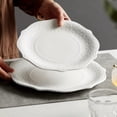 thumbnail image 6 of Set Of 6 Porcelain Dinner Plate 10.5'' White Dinner Dish Embossed Printing Dinnerware Plate For Dinner Restaurant Family Party And Kitchen Microwave Dishwasher, 6 of 9