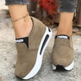 thumbnail image 3 of Suede Platform Loafers for Women Comfortable Wide Toe Box Slip On Orthopedic Walking Shoes Casual Non Slip Work Shoes Brown Size 6.5, 3 of 8