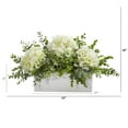 thumbnail image 3 of Nearly Natural 15in. Hydrangea and Eucalyptus Artificial Flowers in White Vase, White, 3 of 4
