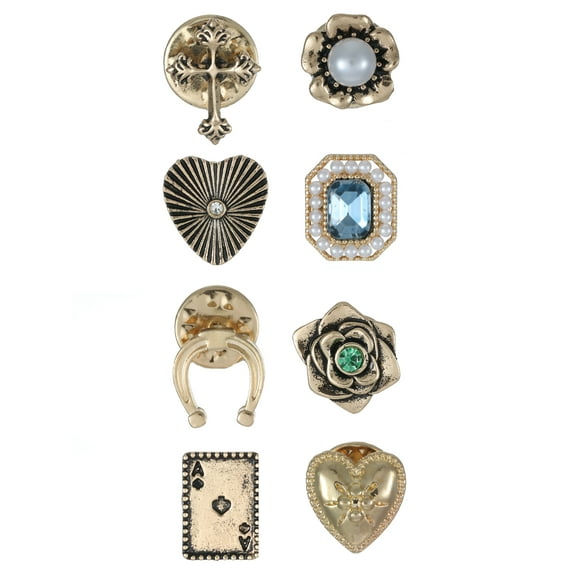 No Boundaries Goldtone Pin Set, 8 Pieces