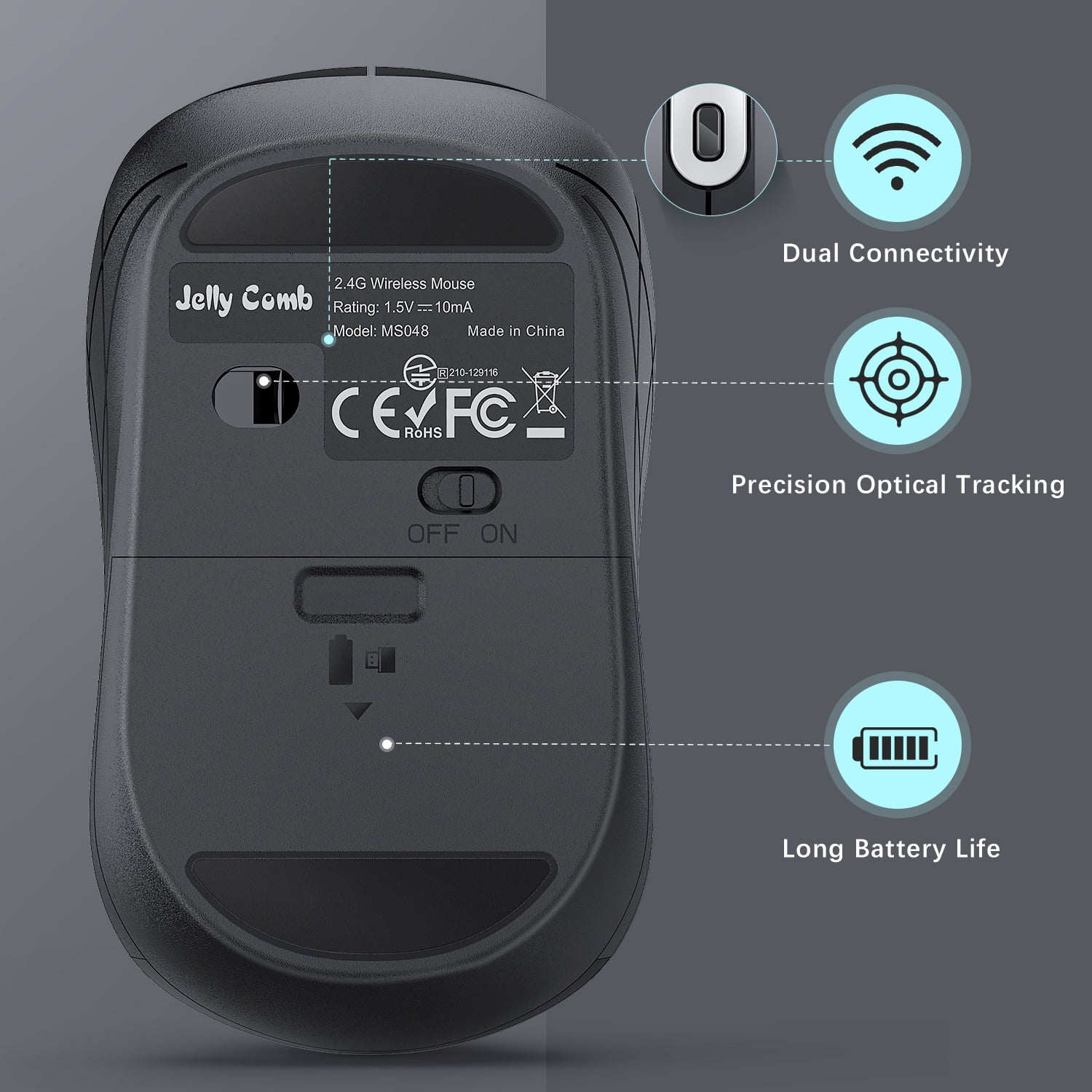 Buy Wireless Mouse,Jelly Comb USB C Mouse,Silent Ergonomic Mouse
