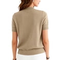 thumbnail image 3 of Delconic Women’s Short Sleeve Crew Neck Knit Top Soft Lightweight Pullover Sweater Ribbed Hem Casual Fit Simple Style Camel L, 3 of 4